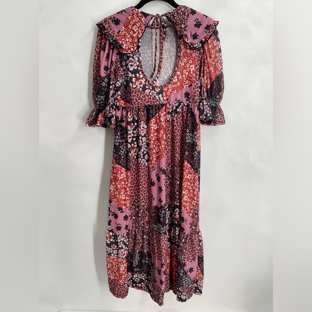 ASOS Miss Selfridge Floral Patchwork Smock Midid Dress Peter Pan Collar Size 2 - Picture 13 of 13